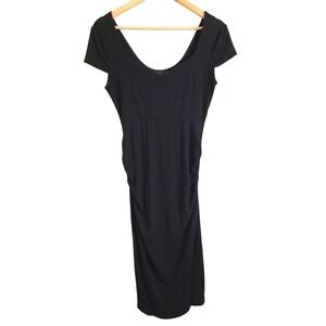 ASOS Maternity Black Short‎ Sleeve Stretch Bodycon Midi Dress US 8